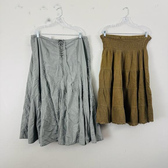 Women’s Boho Casual Lot Of 2 Pleated Knee Length Skirts Size XL - Picture 2 of 4